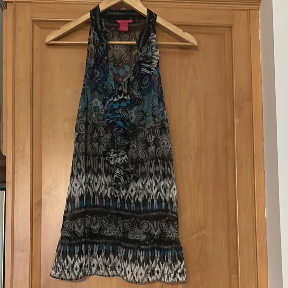 Sunny Leigh Black and Blue Patterned Blouse